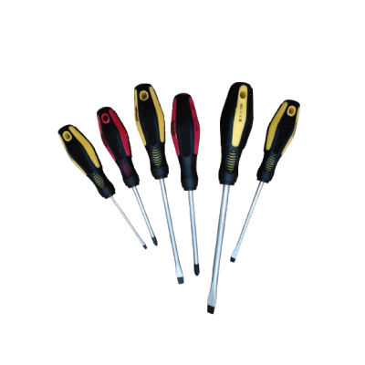 JEU DE 6 TOURNEVIS JAUNE NOIR + ROUGE NOIR