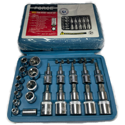 JEU DE 30 DOUILLES MALES ET FEMELLE TORX A39457