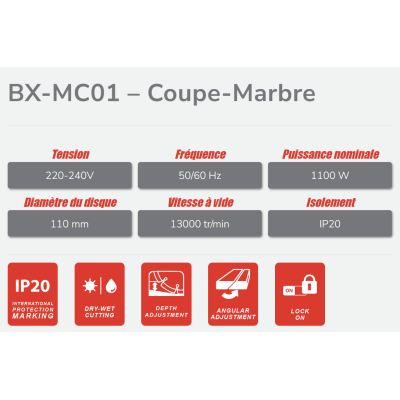BWINX - BX-MC01 – SCIE CIRCULAIRE A MARBRE 110 MM