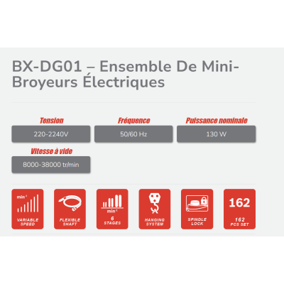 BWINX - BX-DG01 – ENSEMBLE DE MINI MEULEUSE ÉLECTRIQUE - 162 PCS