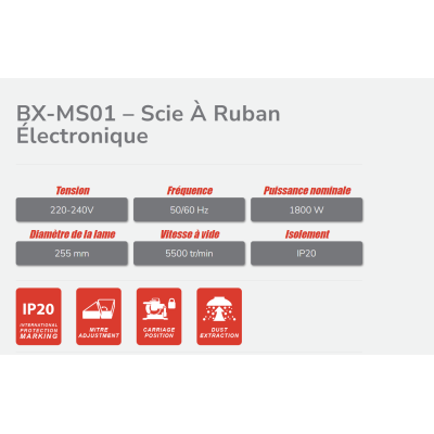BWINX - BX-MS01 – TRONCONNEUSE ALUMINIUM ET BOIS  255 MM