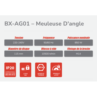 BWINX - BX-AG01 – MEULEUSE D'ANGLE 115 MM