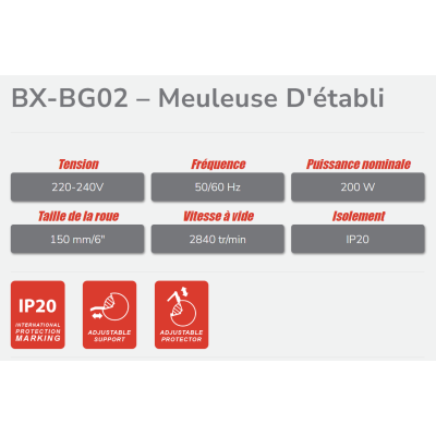 BWINX - BX-BG02 – TOURET A MEULER 150 MM - 6"