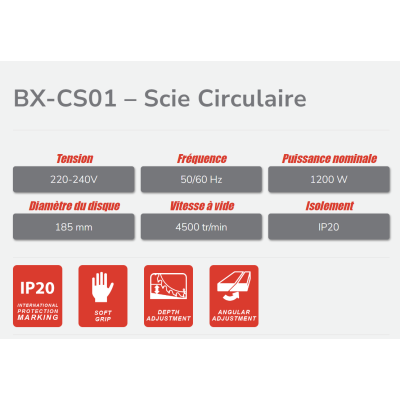 BWINX - BX-CS01 – SCIE CIRCULAIRE A BOIS 185 MM