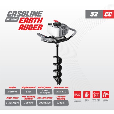 BWINX - BX-GEA01 - TARIÈRE THERMIQUE 52 CC AVEC SABOT DE FORAGE 80X150 MM