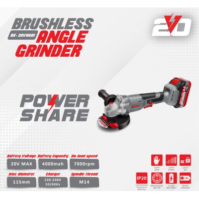 BWINX - BX-20VAG01 - MEULEUSE D'ANGLE 115 MM A BATTERIE - 20 VOLT