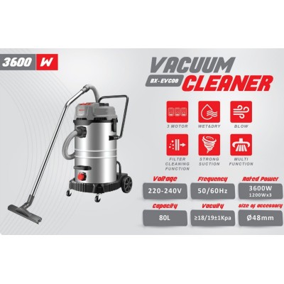 ASPIRATEUR INDUSTRIEL - 80 LITRES - 3200 WATT - 3 MOTORS