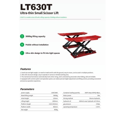 NACELLE ÉLÉVATRICE À CISEAUX ULTRA-MINCE ET COMPACTE