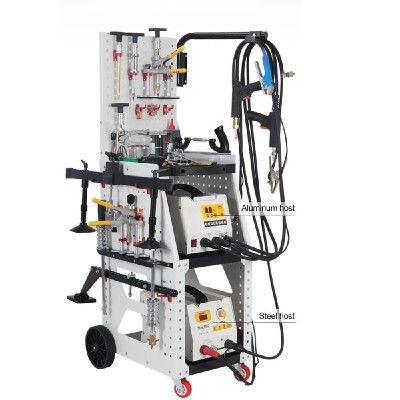 MACHINE DE DÉBOSSELAGE ET DE SOUDAGE PAR POINTS POUR ACIER ET ALUMINIUM, ATELIER DE RÉPARATION AUTOMOBILE