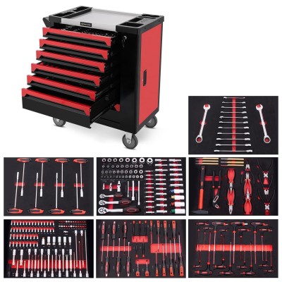 SERVANTE D'OUTILLAGE COMPLET 266 PCS 7 TIROIRES